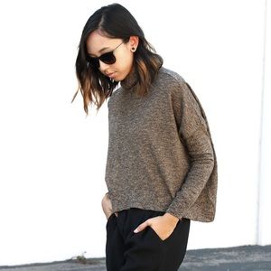 Zara Knit Brown Cropped Turtleneck Sweater